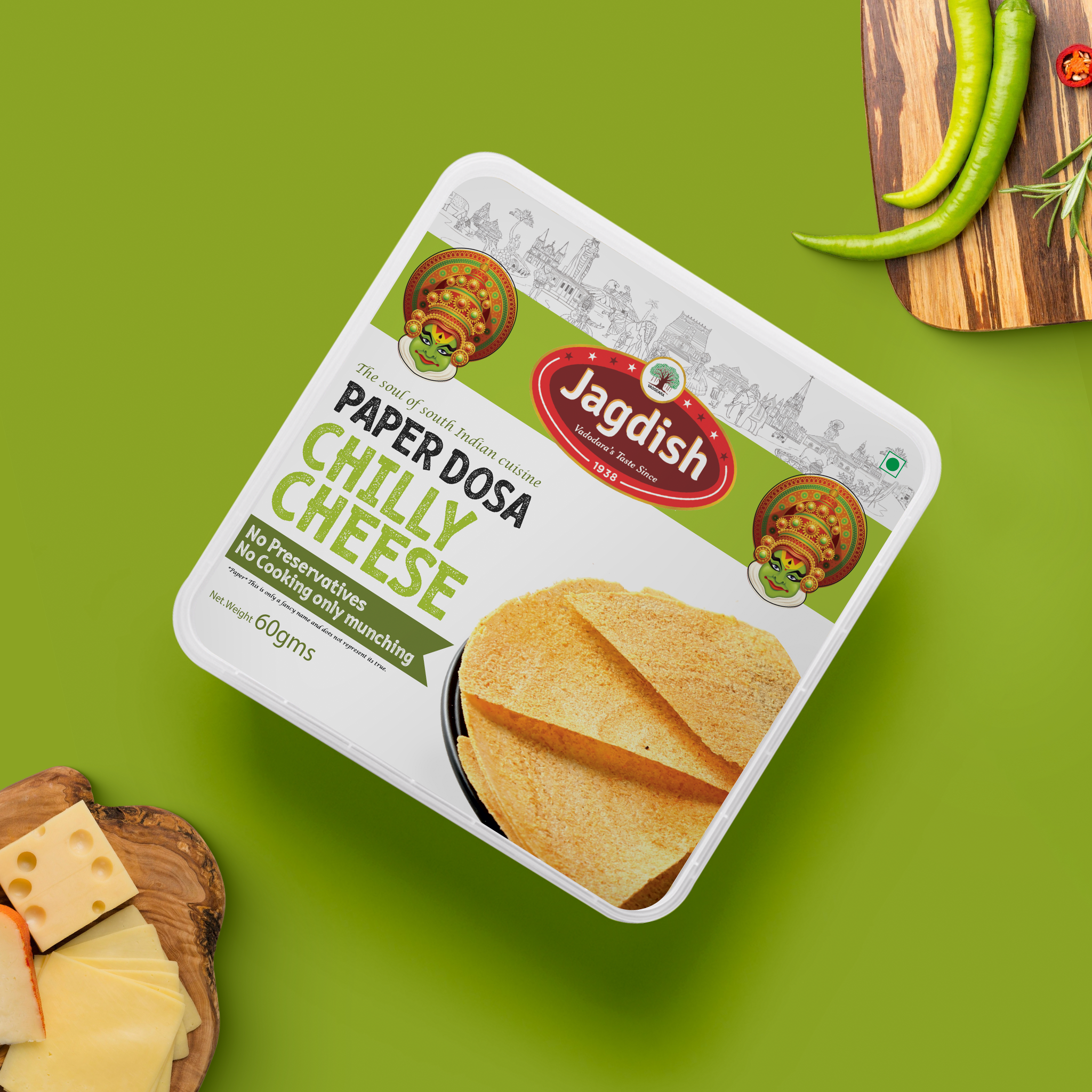 Chilly Cheese Paper Dosa Khakhra  - (60g)